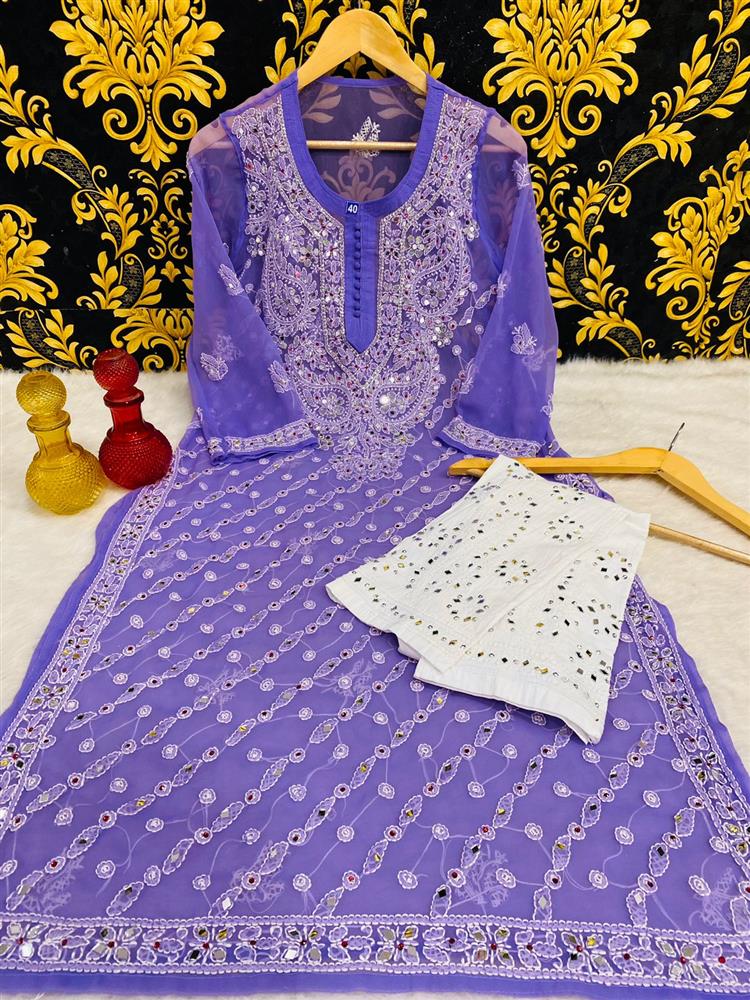 Chikankari Mirror Work Kurtis