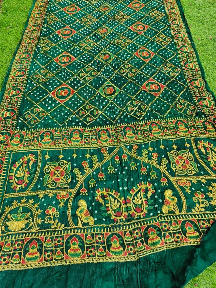 Semi gajji work Bandhani Saree