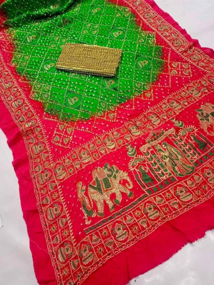 Bandhani with Work saree
