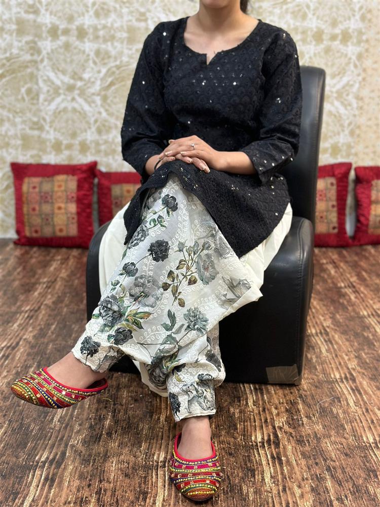 Phulkari Patiyala Salwar with Chikankari Sequence Kurti 