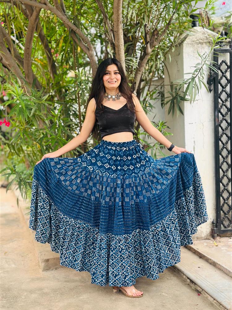 Ajrakh & Indigo Print Skirt