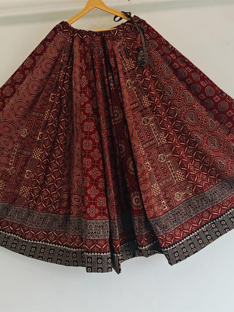 Ajrakh Vegetable Print Skirt