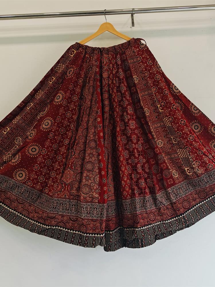 Ajrakh Vegetable Print Skirt