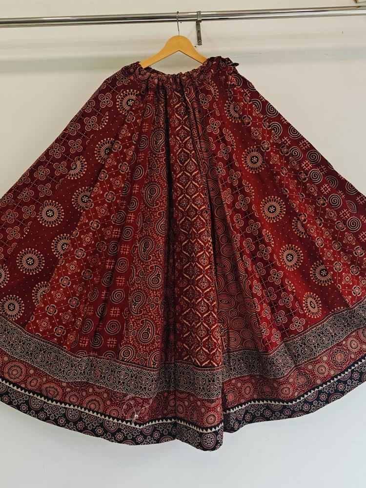 Ajrakh Vegetable Print Skirt