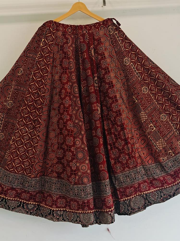 Ajrakh Vegetable Print Skirt