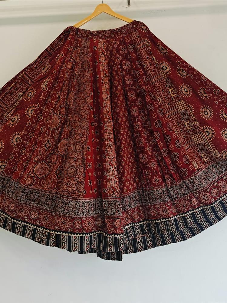 Ajrakh Vegetable Print Skirt