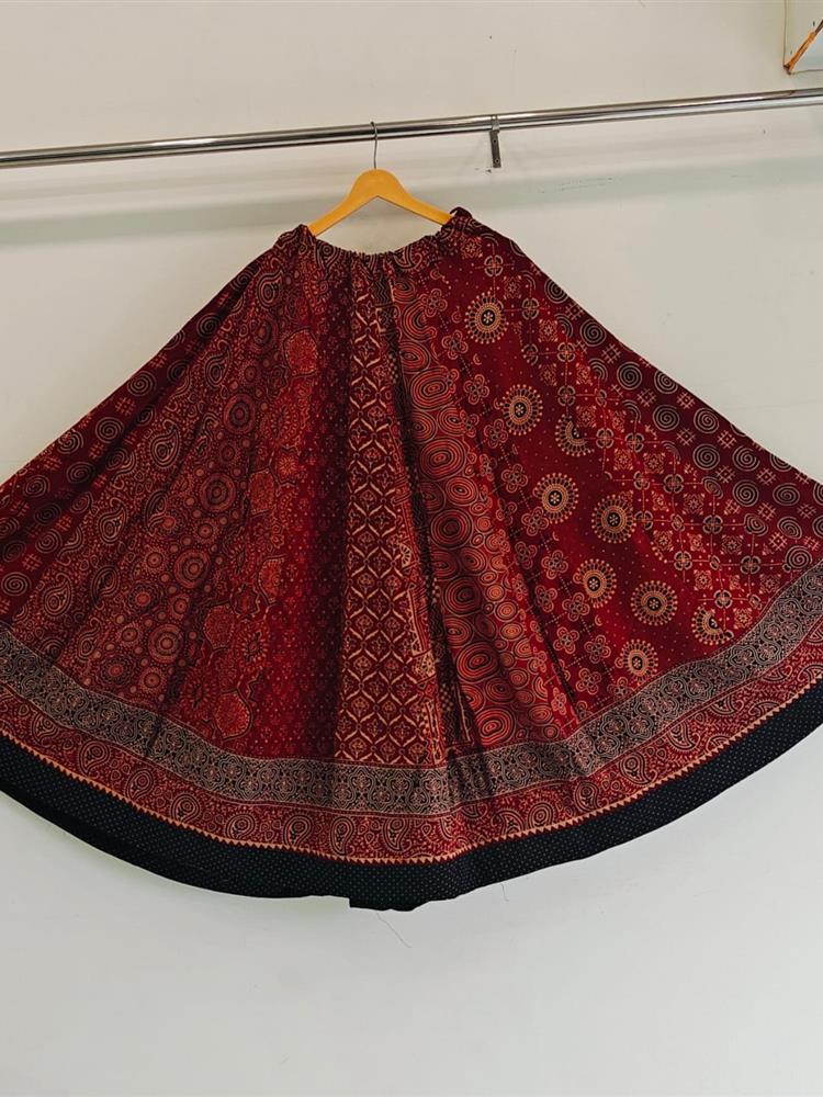 Ajrakh Vegetable Print Skirt