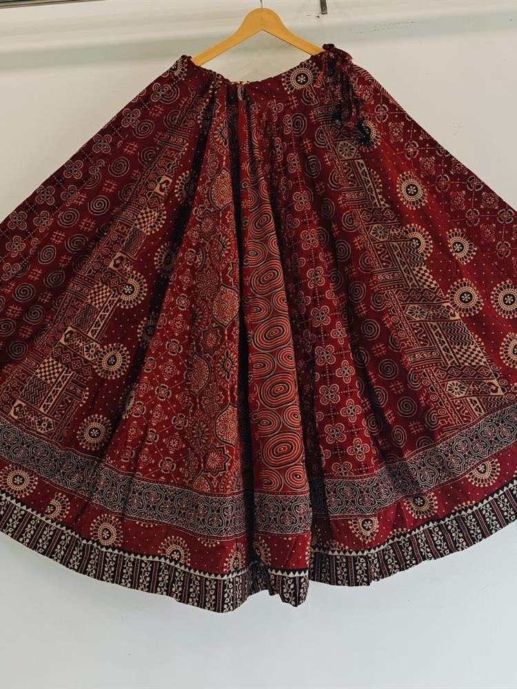 Ajrakh Vegetable Print Skirt