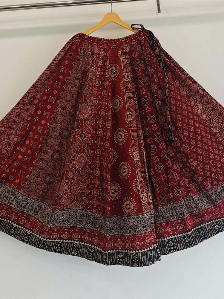 Ajrakh Vegetable Print Skirt