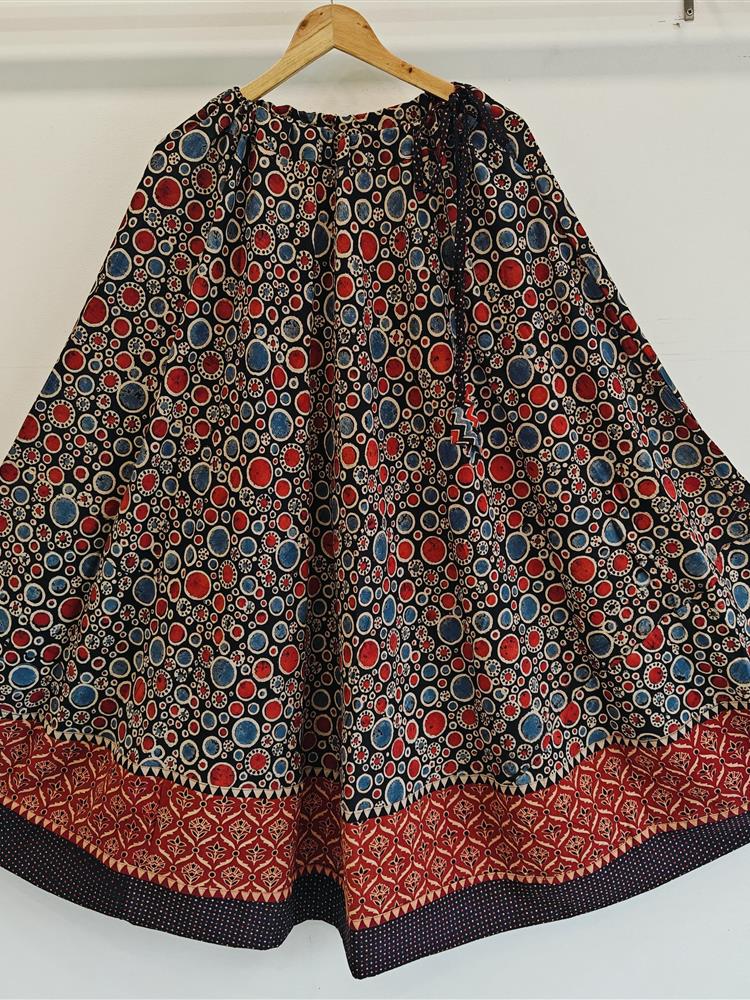 Ajrakh Vegetable Print Skirt