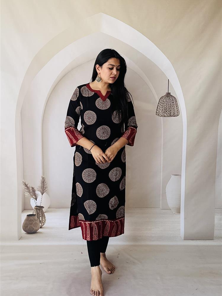 Ajrakh Vegetable Hand Block Print Kurti 