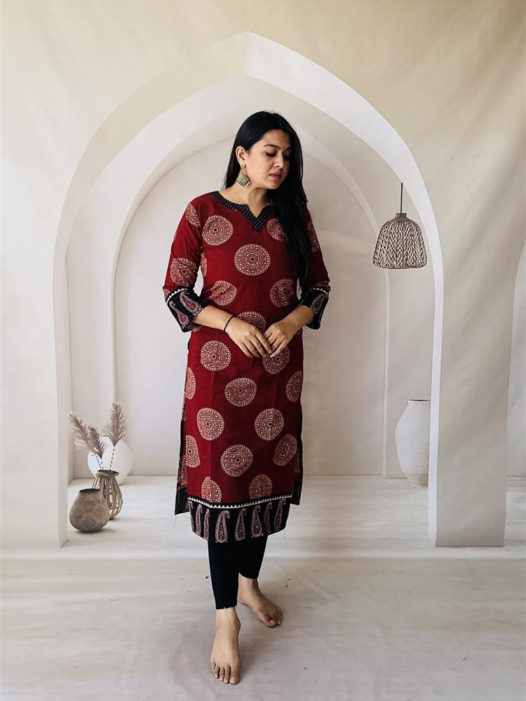 Ajrakh Vegetable Hand Block Print Kurti 