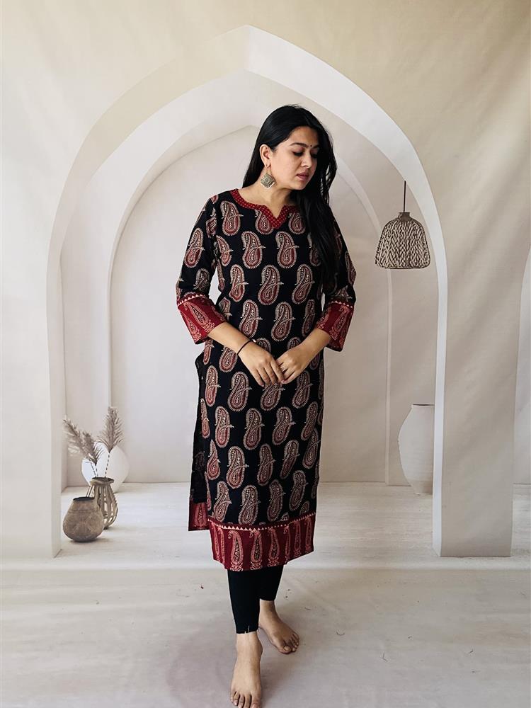 Ajrakh Vegetable Hand Block Print Kurti 