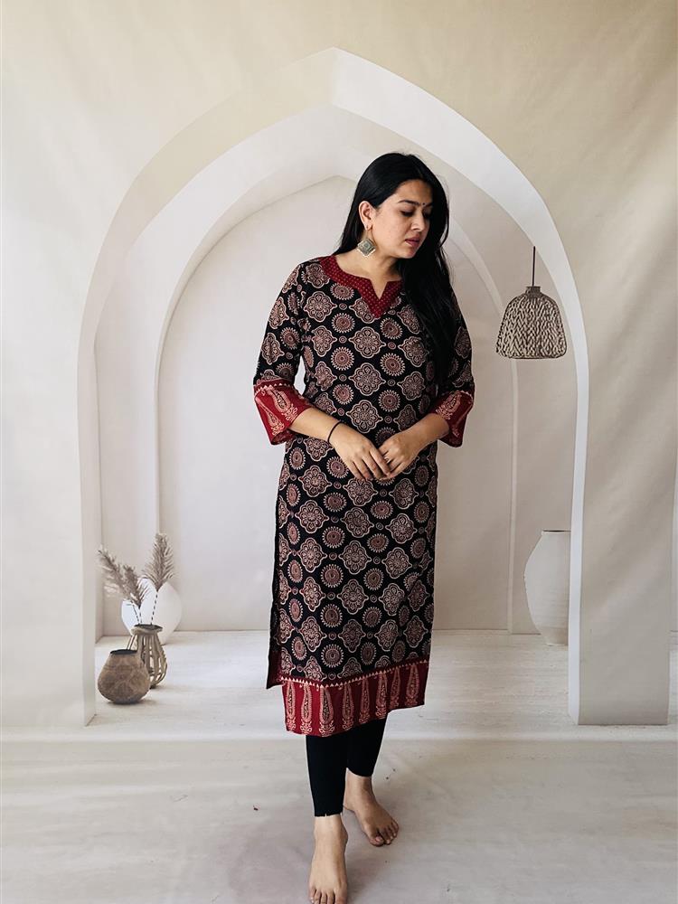 Ajrakh Vegetable Hand Block Print Kurti 