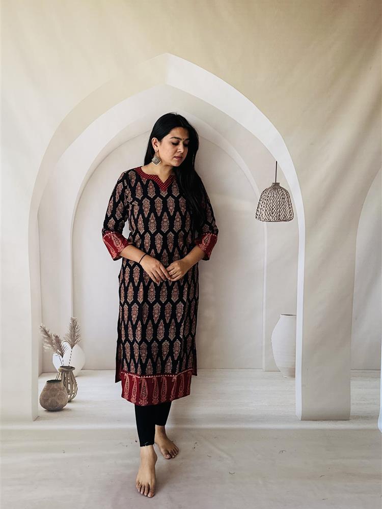 Ajrakh Vegetable Hand Block Print Kurti 