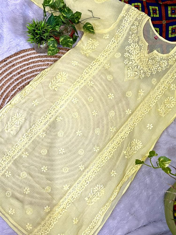 Kota Doria Plussize Chikankari Kurti 