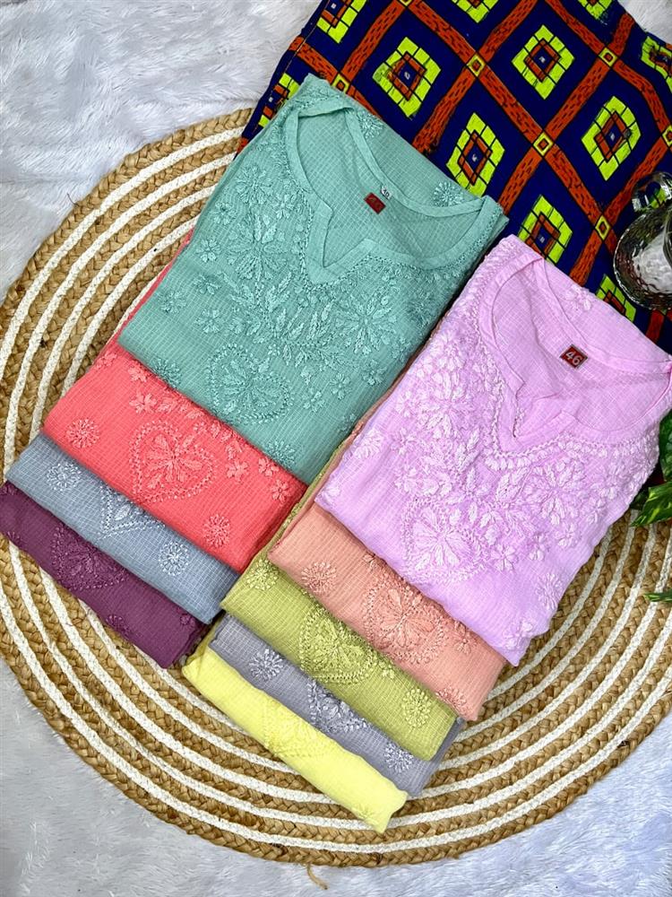 Kota Doria Plussize Chikankari Kurti 