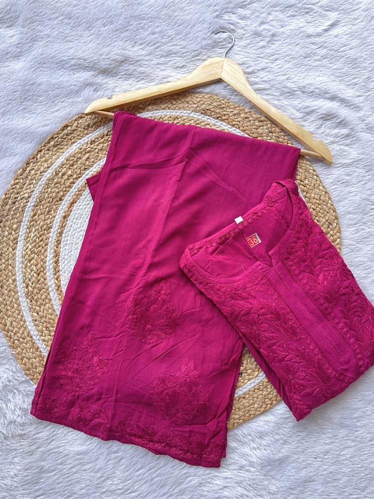 Dye Chikankari Kurti Pallazo