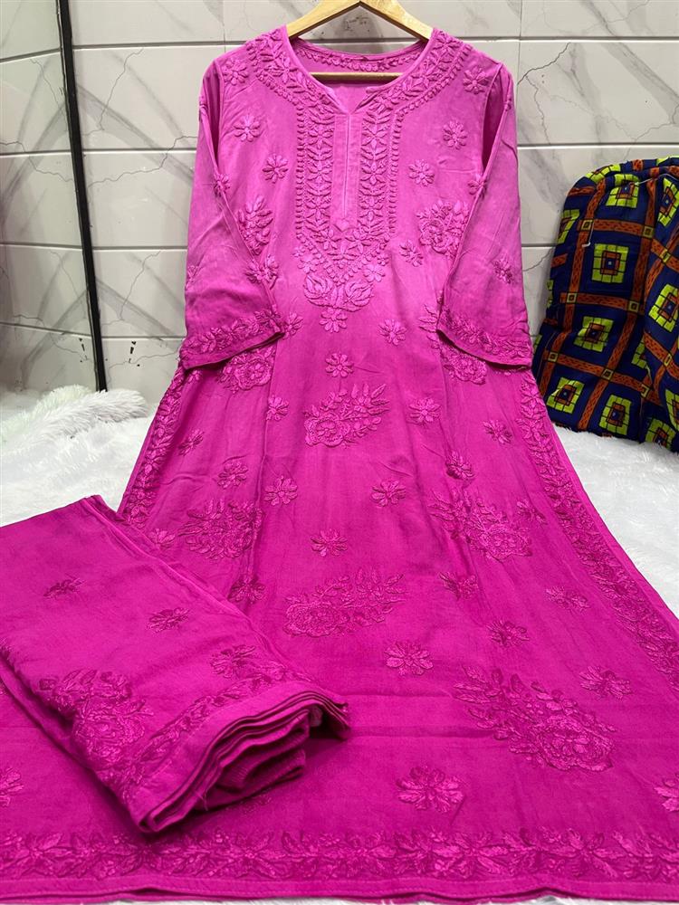 Chikan kari Kurti P,allazo Set 