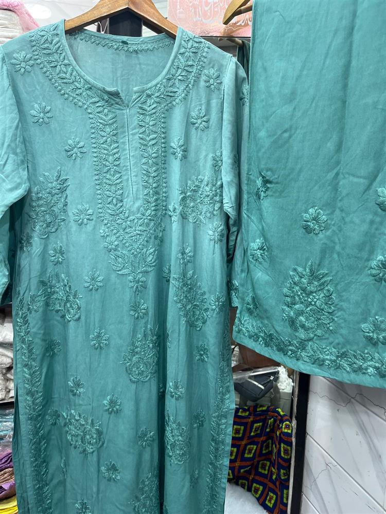 Chikan kari Kurti P,allazo Set 