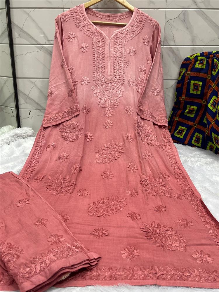 Chikan kari Kurti P,allazo Set 