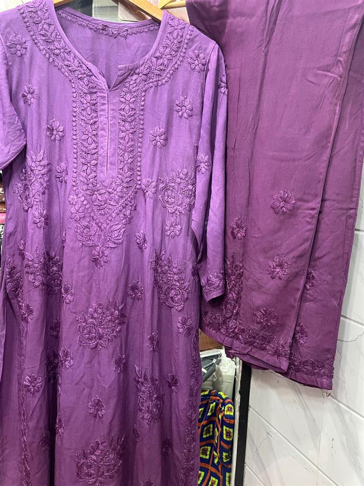 Chikan kari Kurti P,allazo Set 