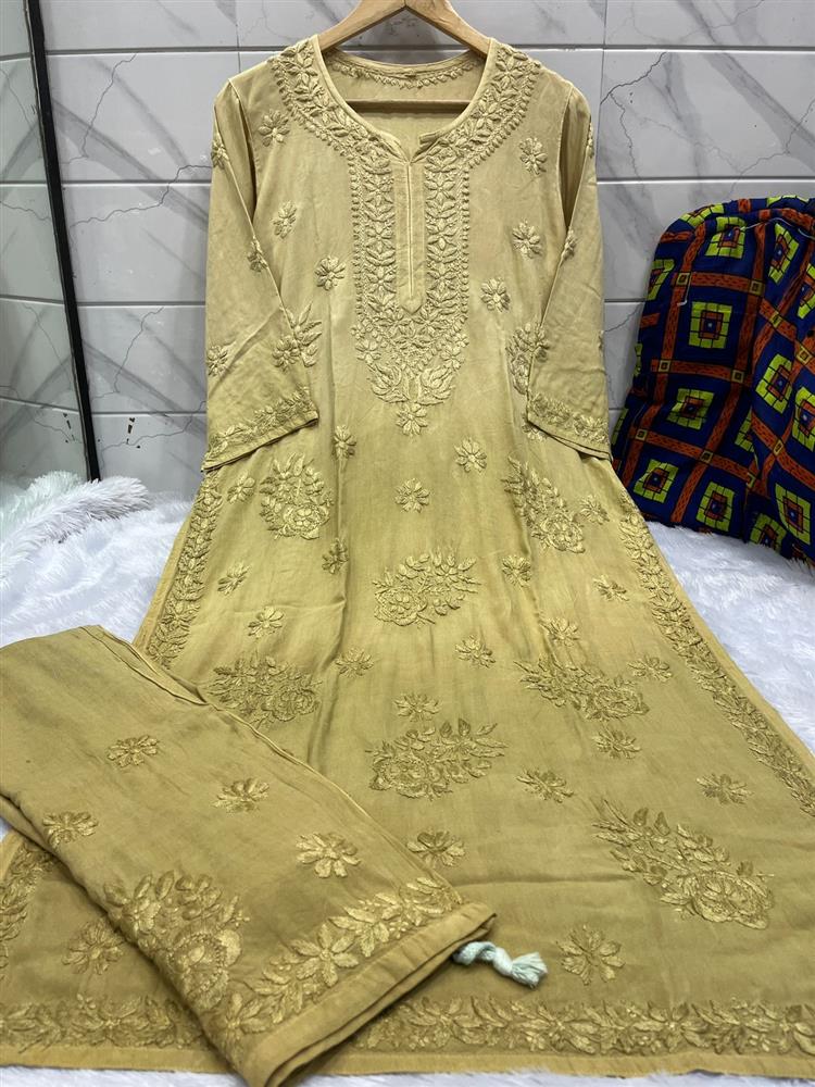 Chikan kari Kurti P,allazo Set 