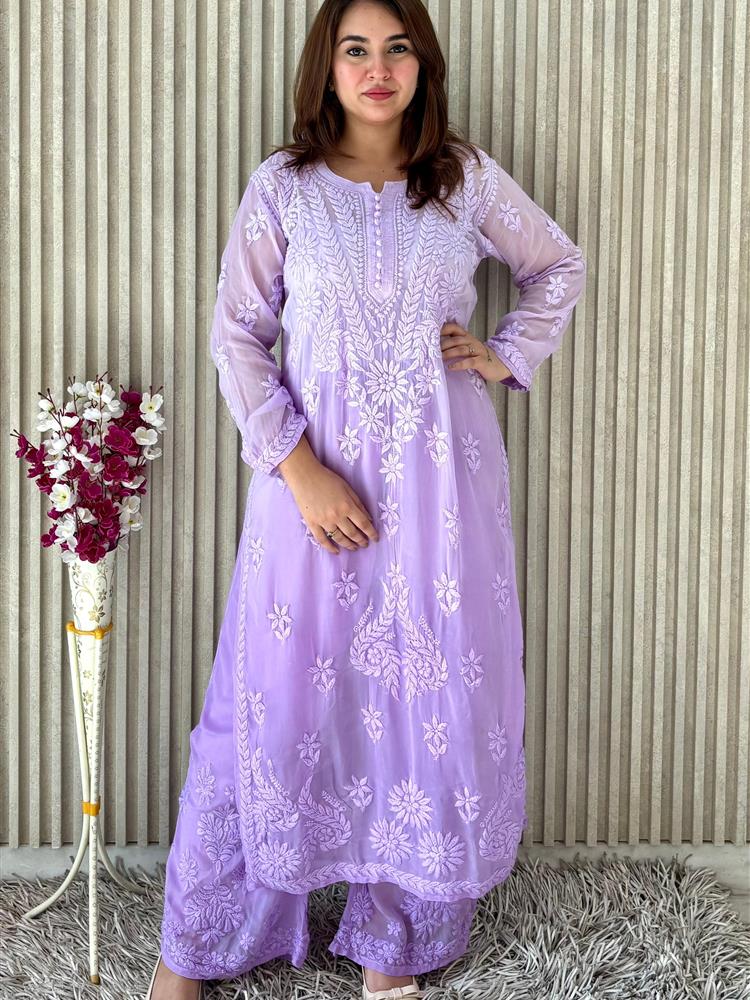 HeVy Chikankari Kurti 3 Pc Shuit