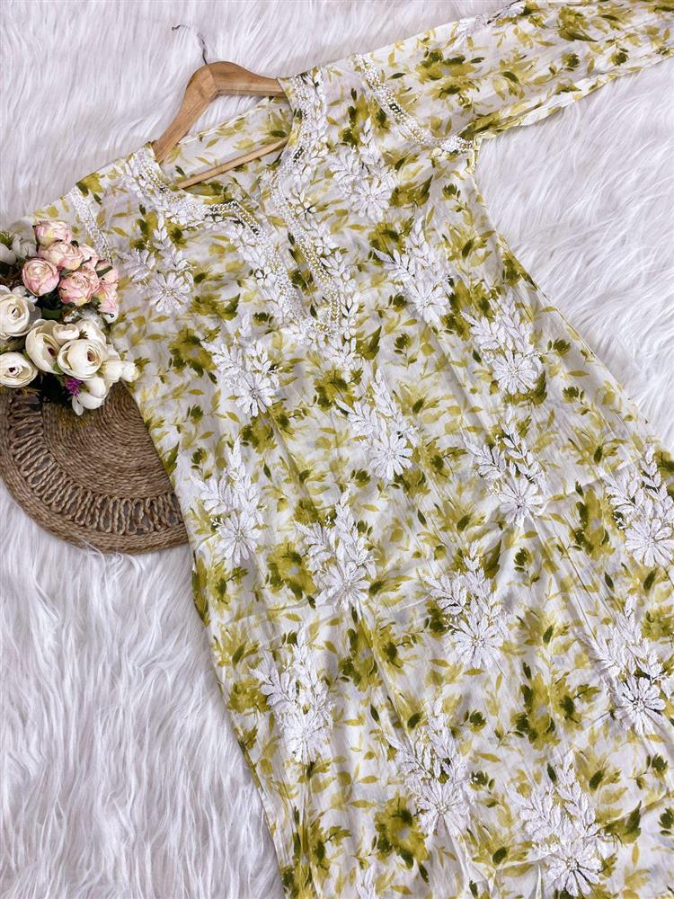 Printed Chikankari Kurti
