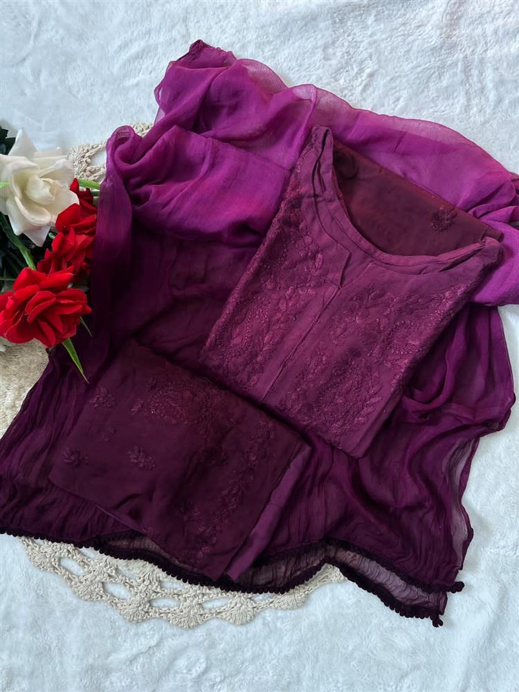 Chikankari Dyed 3 pc Shuit 
