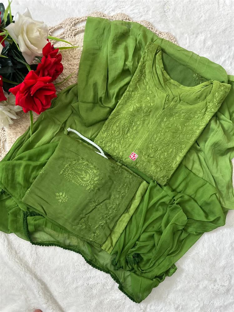 Chikankari Dyed 3 pc Shuit 