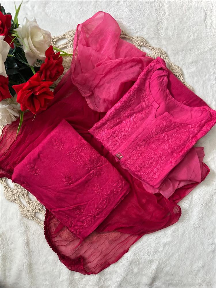 Chikankari Dyed 3 pc Shuit 
