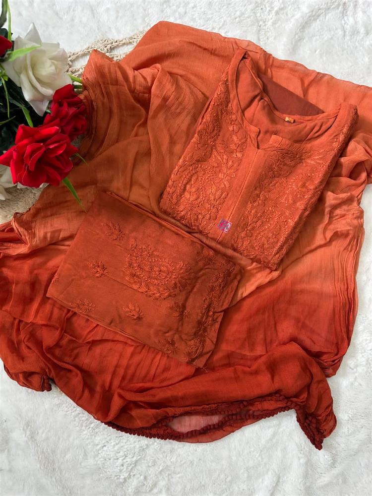 Chikankari Dyed 3 pc Shuit 