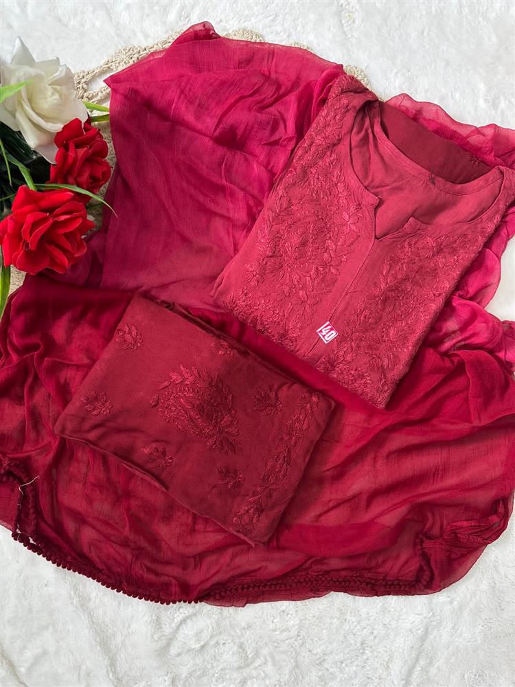 Chikankari Dyed 3 pc Shuit 