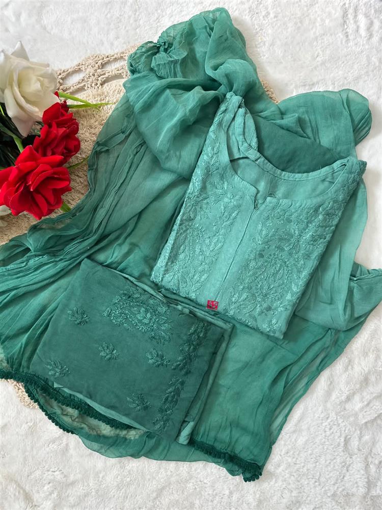 Chikankari Dyed 3 pc Shuit 