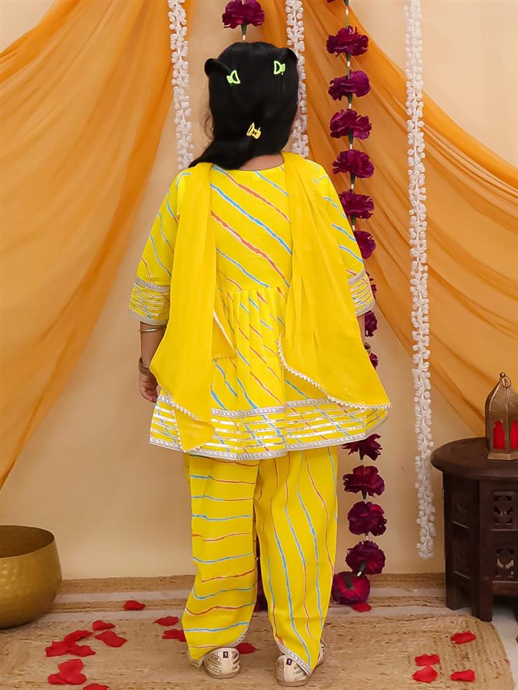 Leheriya Peplum Kurta Dhoti with Dupatta 