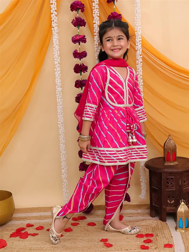 Leheriya Peplum Kurta Dhoti with Dupatta 