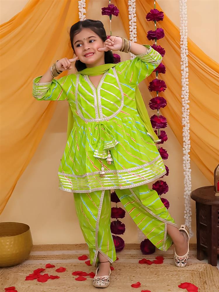 Leheriya Peplum Kurta Dhoti with Dupatta 