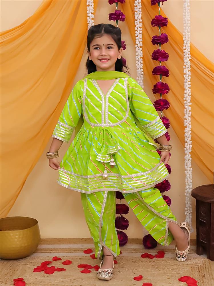Leheriya Peplum Kurta Dhoti with Dupatta 