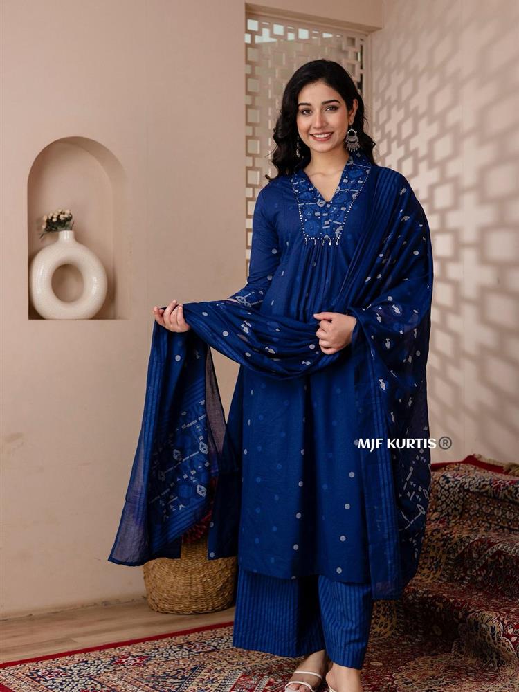Cotton kurti pant dupatta setp