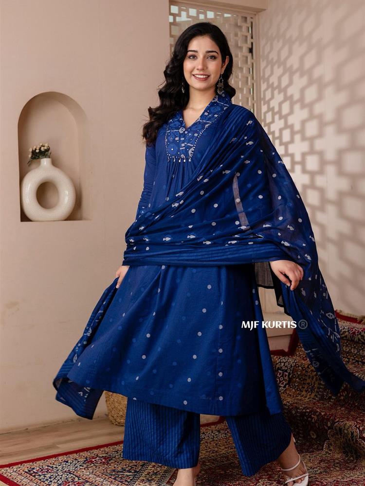 Cotton kurti pant dupatta setp