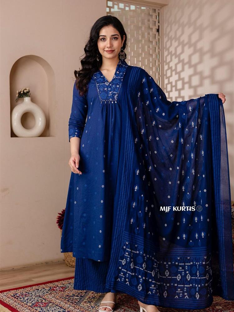 Cotton kurti pant dupatta setp