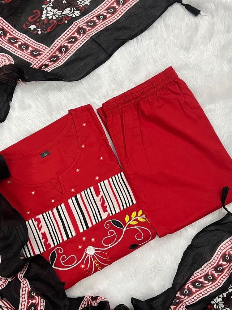 Cotton kurti pant dupatta setp