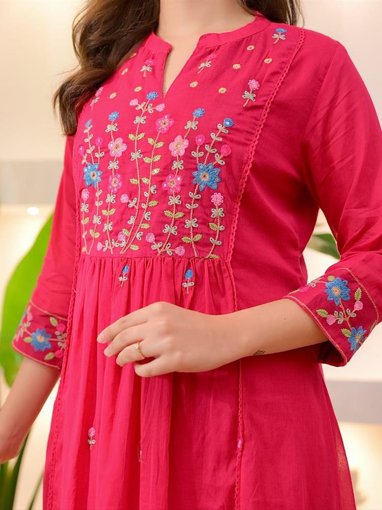 Cotton kurti pant dupatta setp