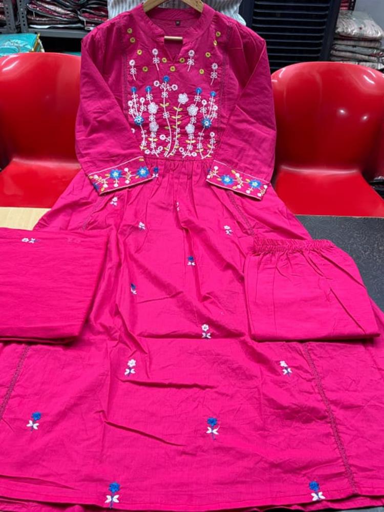 Cotton kurti pant dupatta setp