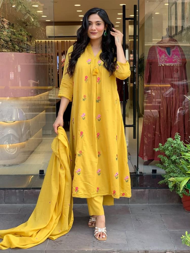 Cotton kurti pant dupatta setp