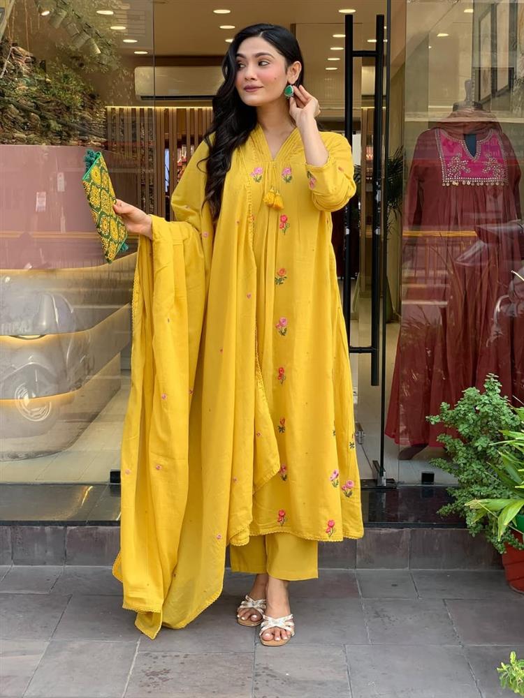 Cotton kurti pant dupatta setp