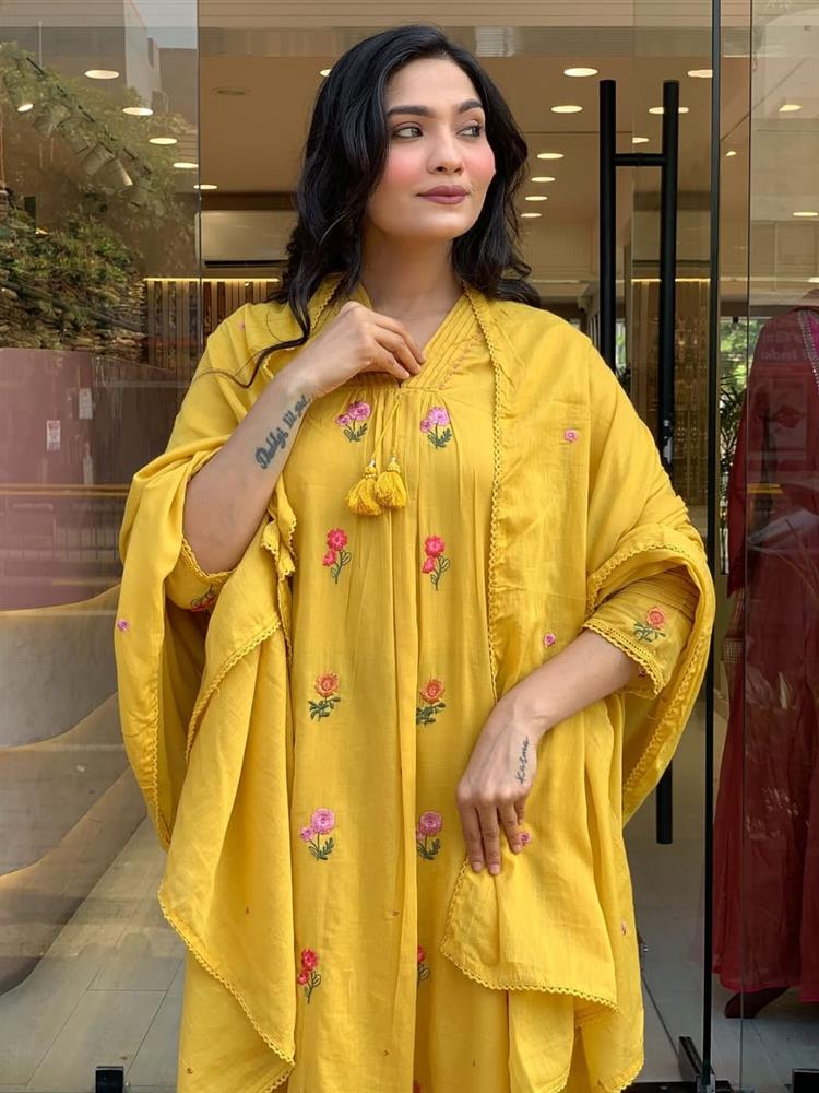 Cotton kurti pant dupatta setp