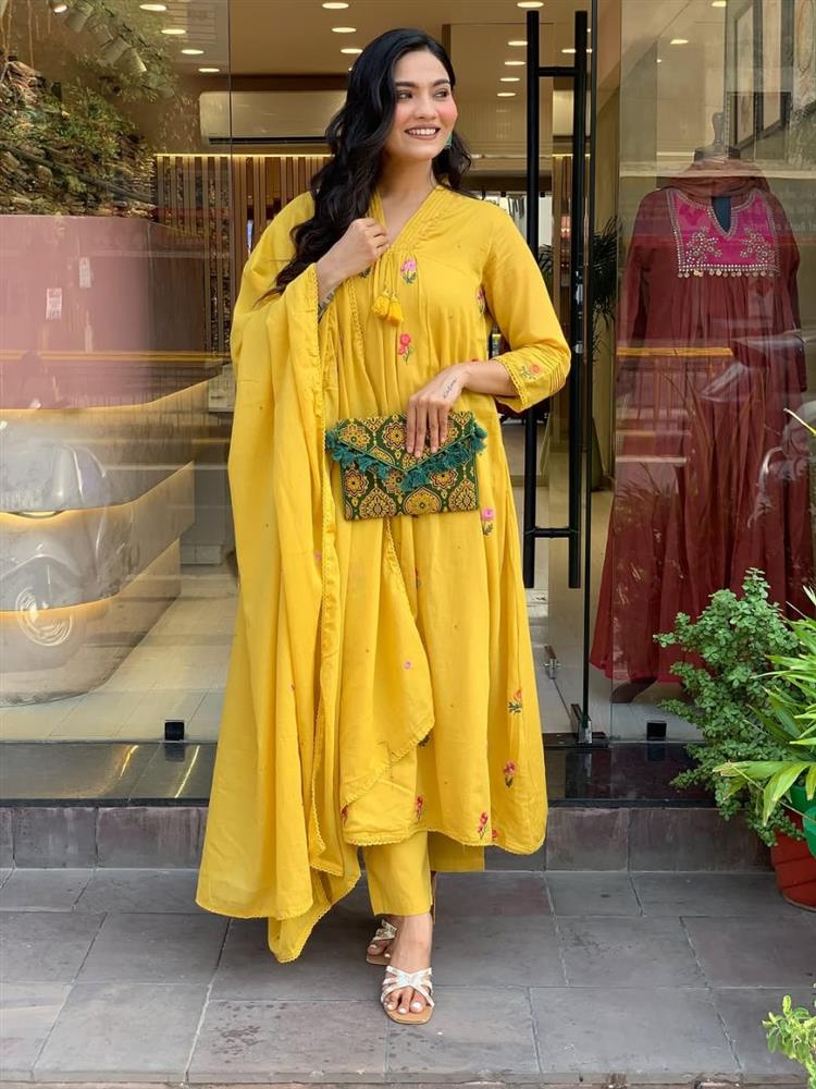Cotton kurti pant dupatta setp