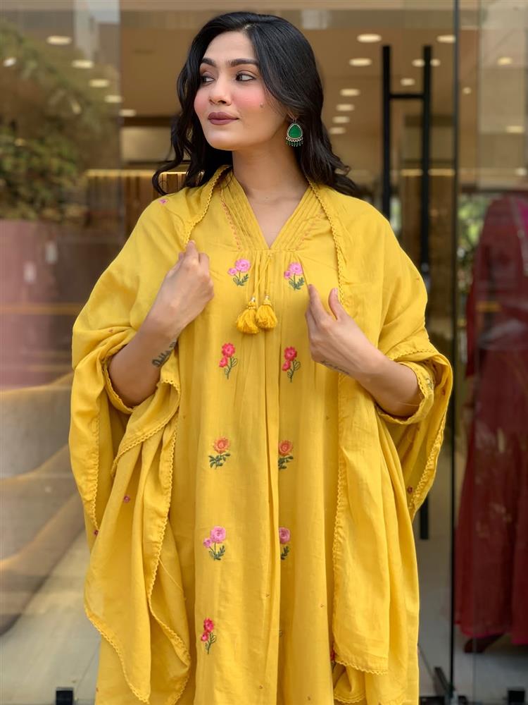 Cotton kurti pant dupatta setp